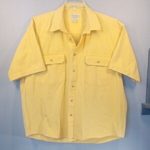 Cabela's Stonewashed Canvas Classic Button Down Yellow Men's Shirt Size XL